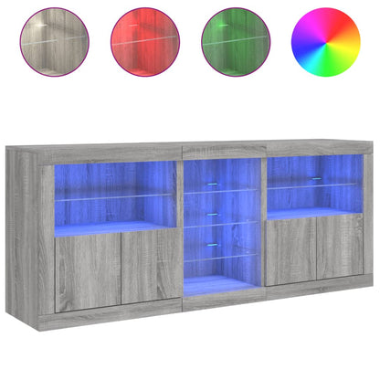 Credenza con Luci LED Grigio Sonoma 162x37x67 cm