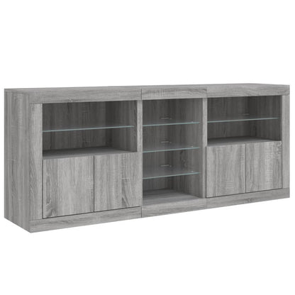 Credenza con Luci LED Grigio Sonoma 162x37x67 cm