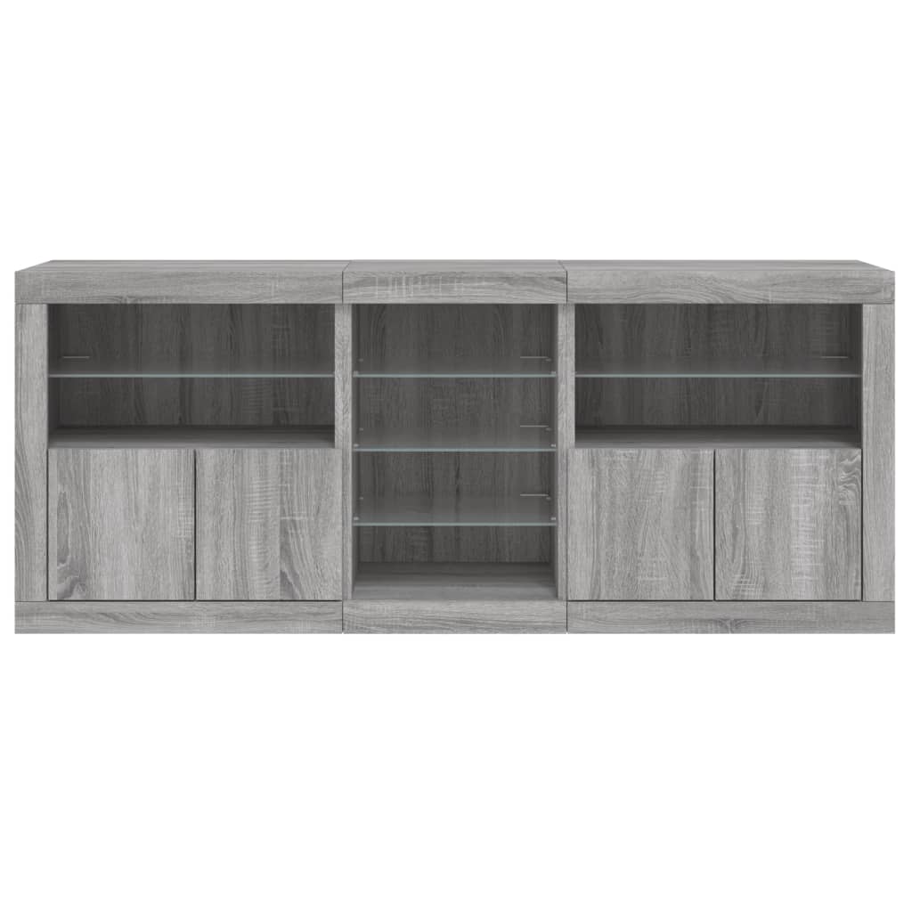 Credenza con Luci LED Grigio Sonoma 162x37x67 cm