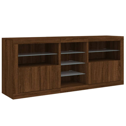 Credenza con Luci LED Rovere Marrone 162x37x67 cm