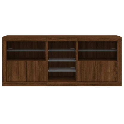 Credenza con Luci LED Rovere Marrone 162x37x67 cm