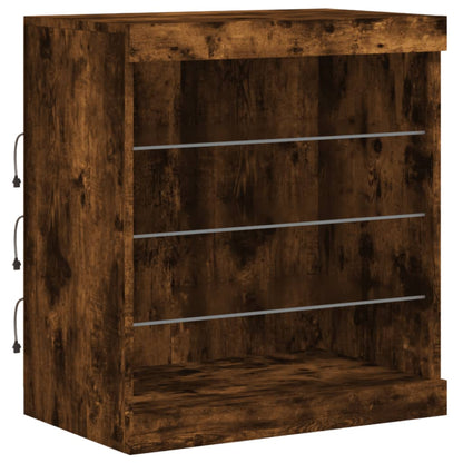 Credenza con Luci LED Rovere Fumo 181,5x37x67 cm