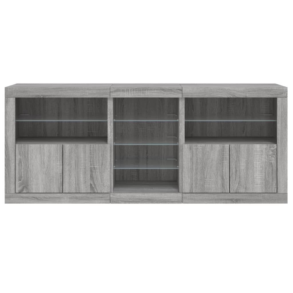 Credenza con Luci LED Grigio Sonoma 181,5x37x67 cm