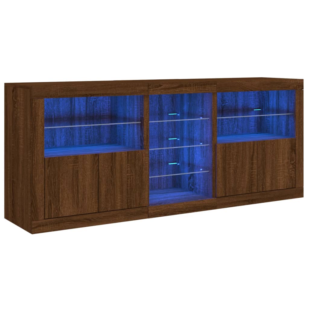 Credenza con Luci LED Rovere Marrone 181,5x37x67 cm