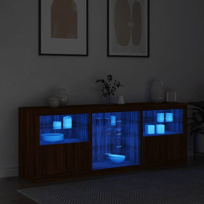 Credenza con Luci LED Rovere Marrone 181,5x37x67 cm