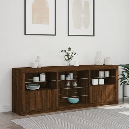 Credenza con Luci LED Rovere Marrone 181,5x37x67 cm