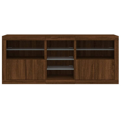 Credenza con Luci LED Rovere Marrone 181,5x37x67 cm