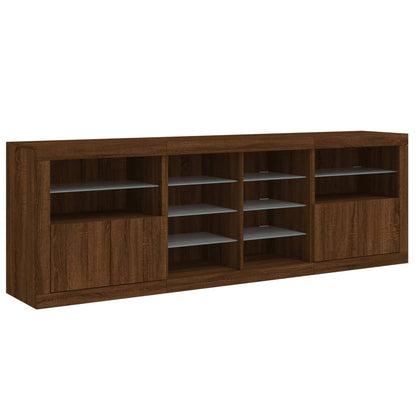 Credenza con Luci LED Rovere Marrone 202x37x67 cm