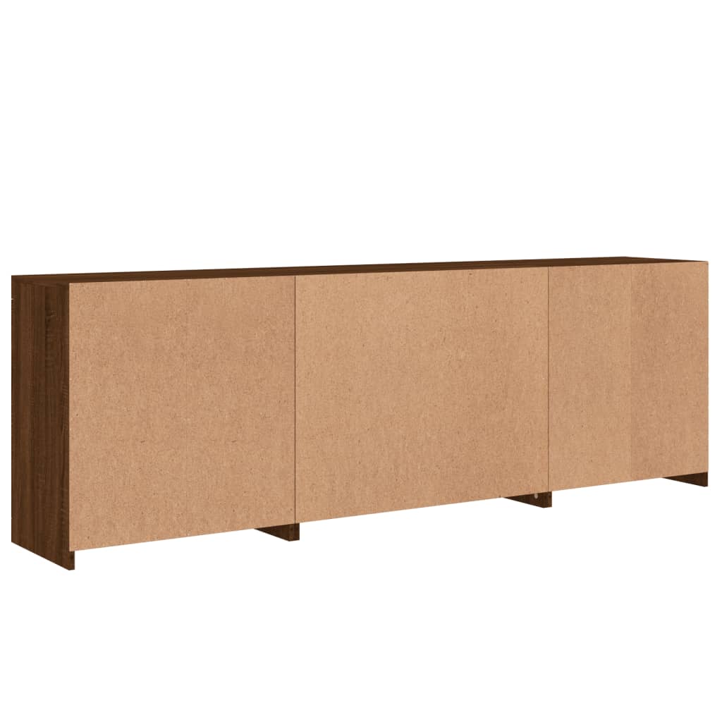 Credenza con Luci LED Rovere Marrone 202x37x67 cm