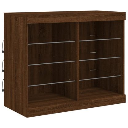 Credenza con Luci LED Rovere Marrone 202x37x67 cm