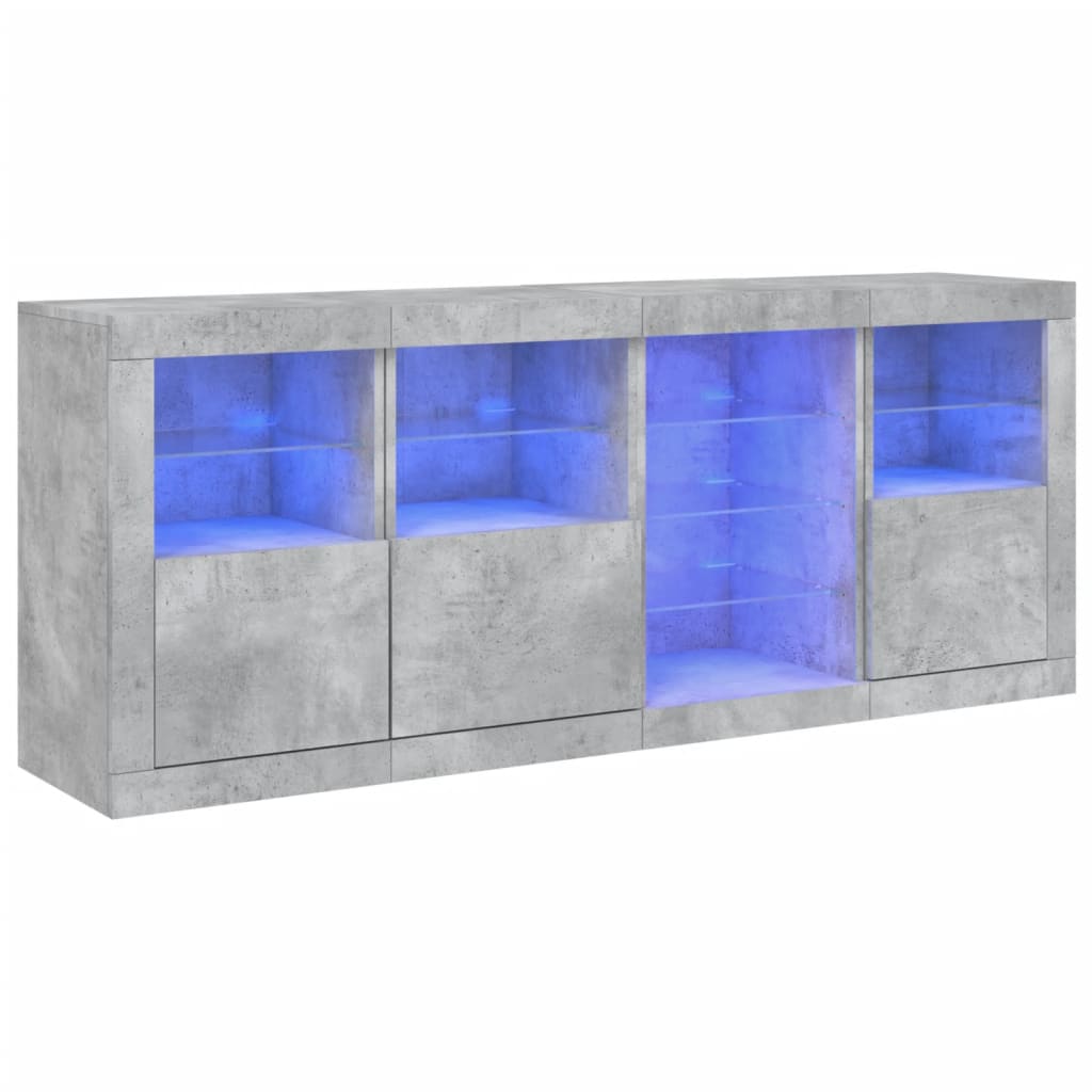 Credenza con Luci LED Grigio Cemento 164x37x67 cm - homemem39