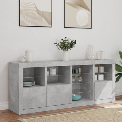 Credenza con Luci LED Grigio Cemento 164x37x67 cm - homemem39