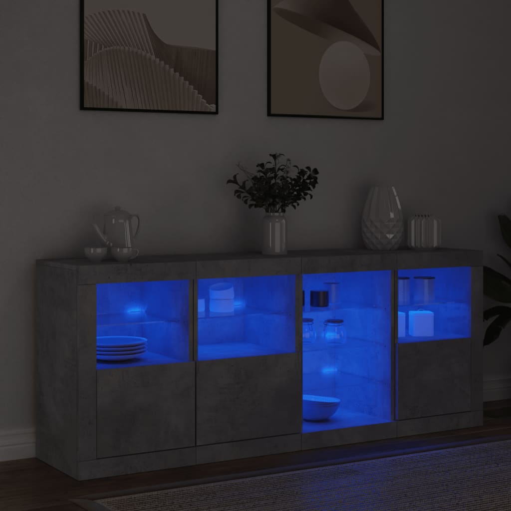 Credenza con Luci LED Grigio Cemento 164x37x67 cm - homemem39