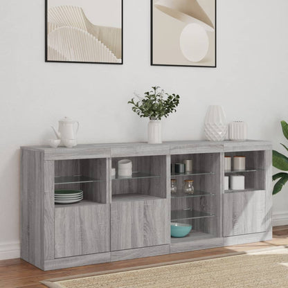 Credenza con Luci LED Grigio Sonoma 164x37x67 cm