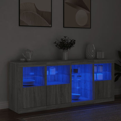 Credenza con Luci LED Grigio Sonoma 164x37x67 cm - homemem39