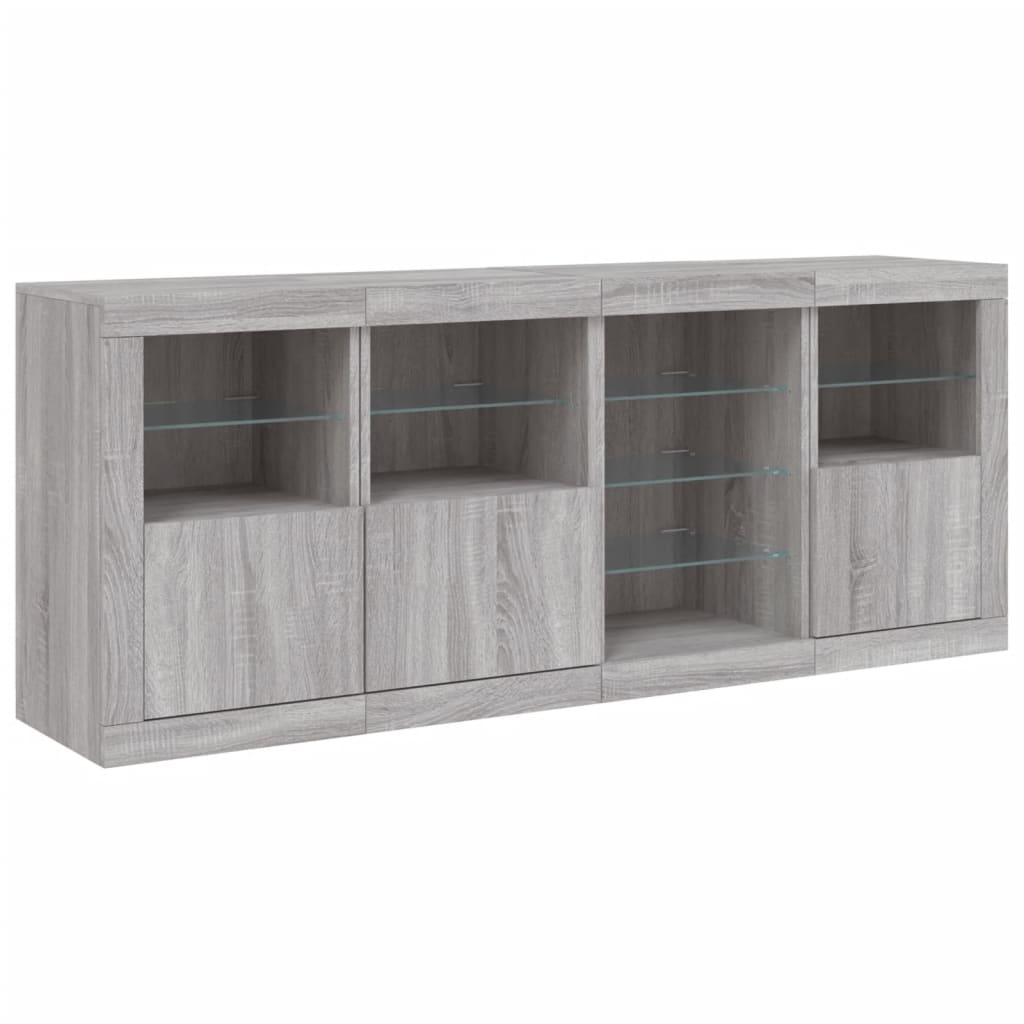 Credenza con Luci LED Grigio Sonoma 164x37x67 cm