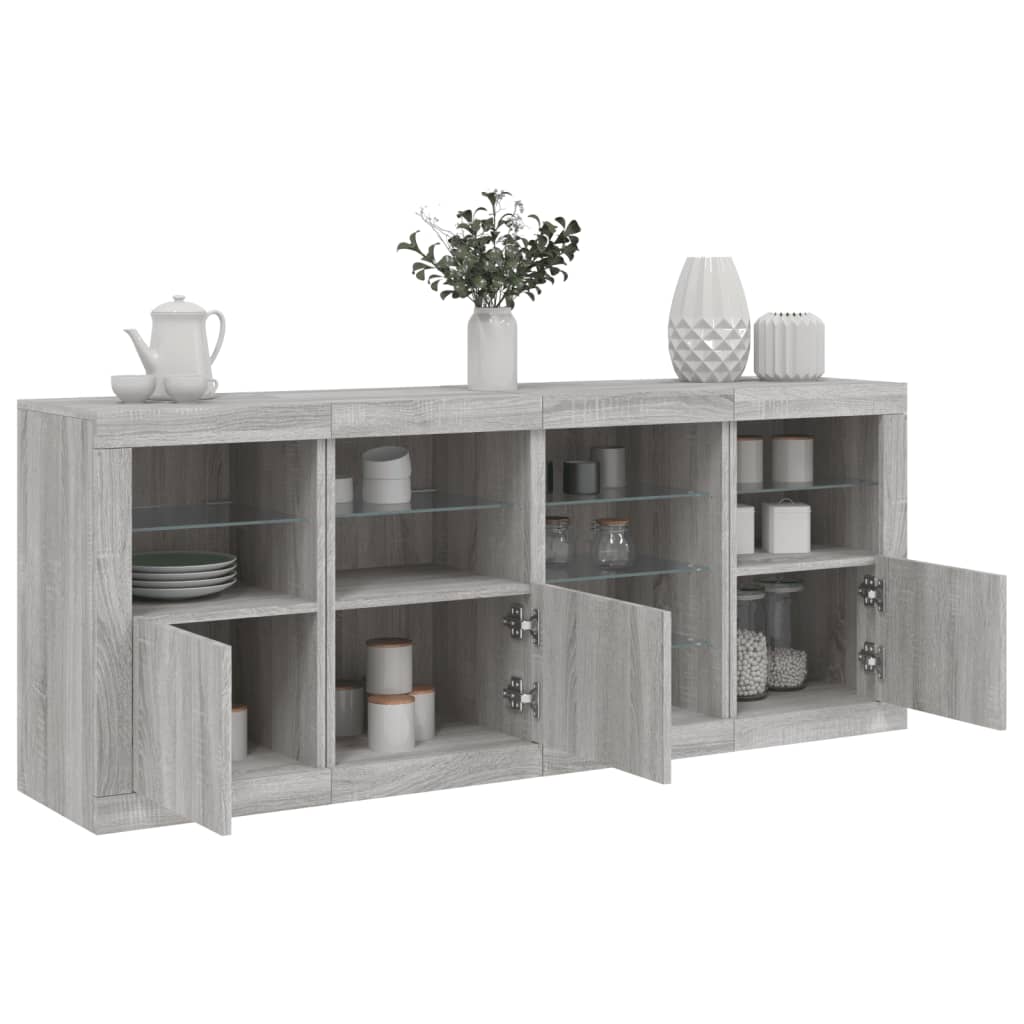 Credenza con Luci LED Grigio Sonoma 164x37x67 cm