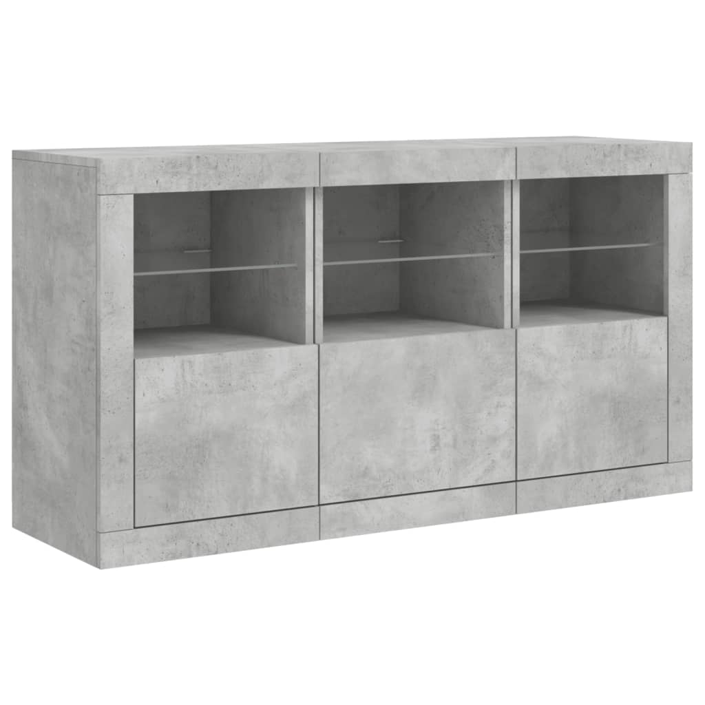 Credenza con Luci LED Grigio Cemento 123x37x67 cm - homemem39