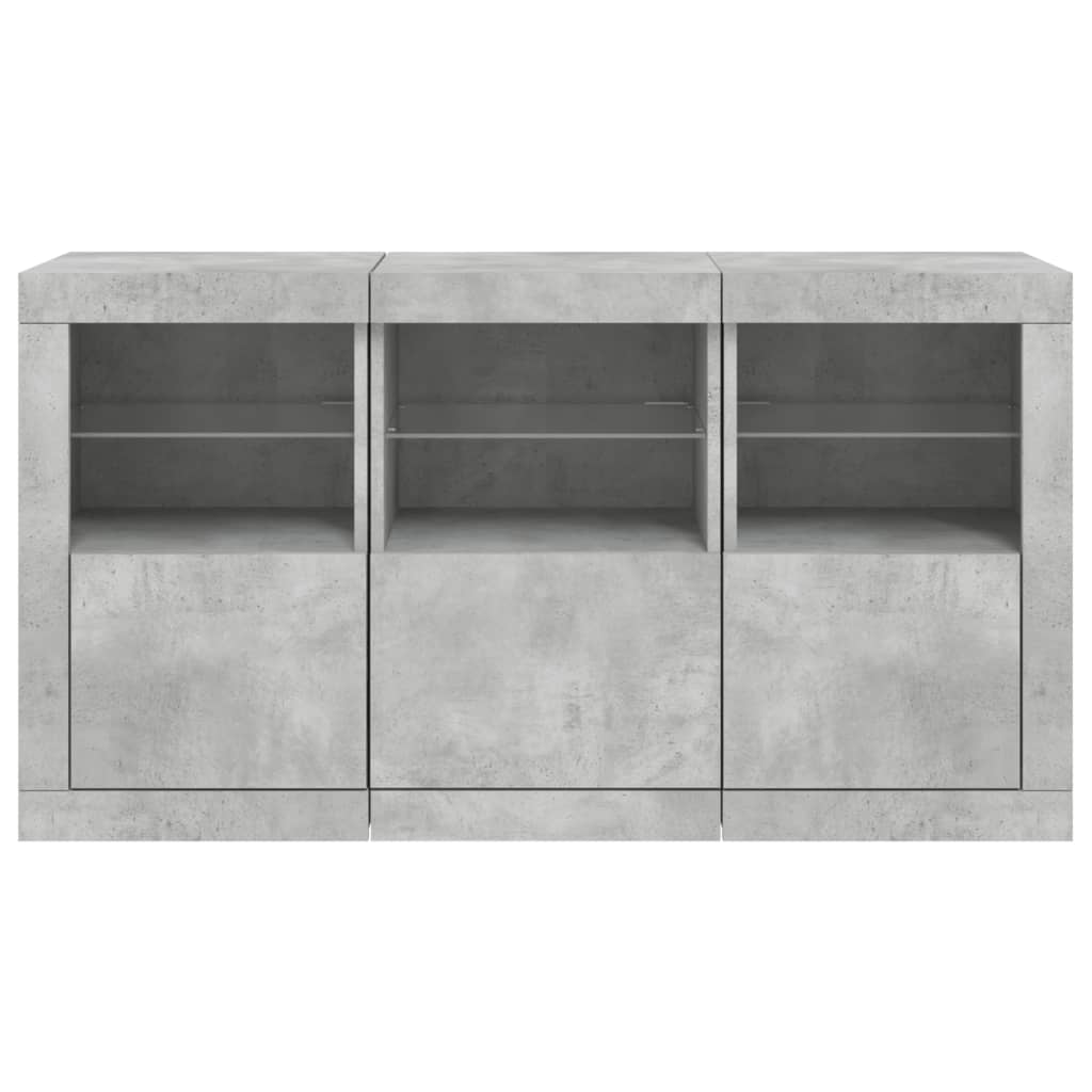 Credenza con Luci LED Grigio Cemento 123x37x67 cm - homemem39