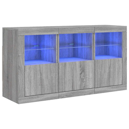 Credenza con Luci LED Grigio Sonoma 123x37x67 cm