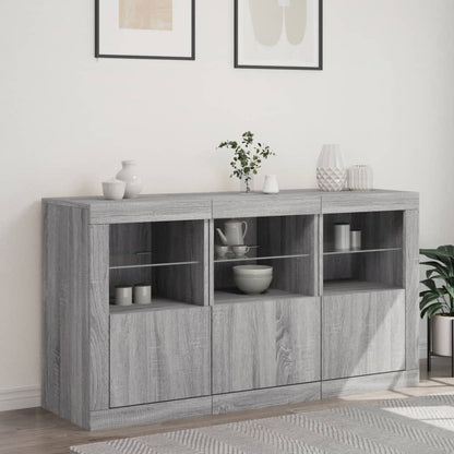 Credenza con Luci LED Grigio Sonoma 123x37x67 cm