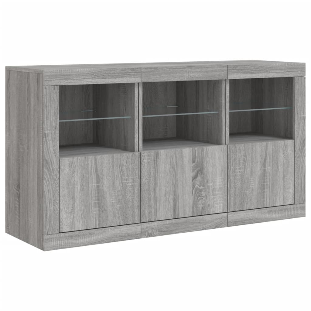 Credenza con Luci LED Grigio Sonoma 123x37x67 cm - homemem39