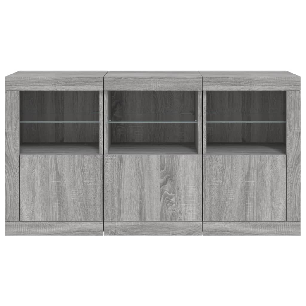 Credenza con Luci LED Grigio Sonoma 123x37x67 cm - homemem39