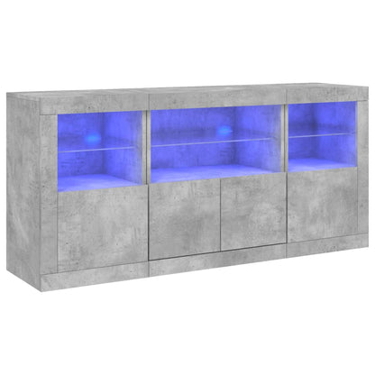 Credenza con Luci LED Grigio Cemento 142,5x37x67 cm - homemem39