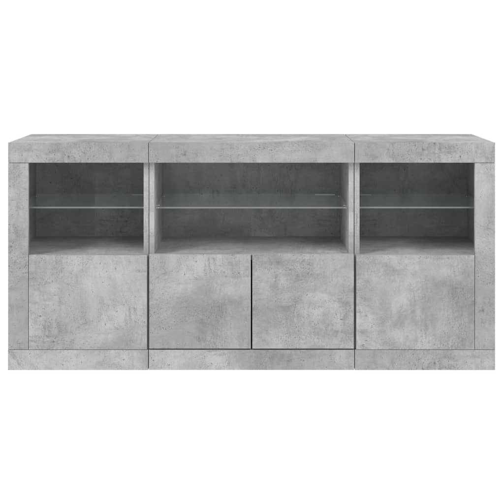 Credenza con Luci LED Grigio Cemento 142,5x37x67 cm - homemem39