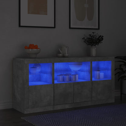 Credenza con Luci LED Grigio Cemento 142,5x37x67 cm - homemem39