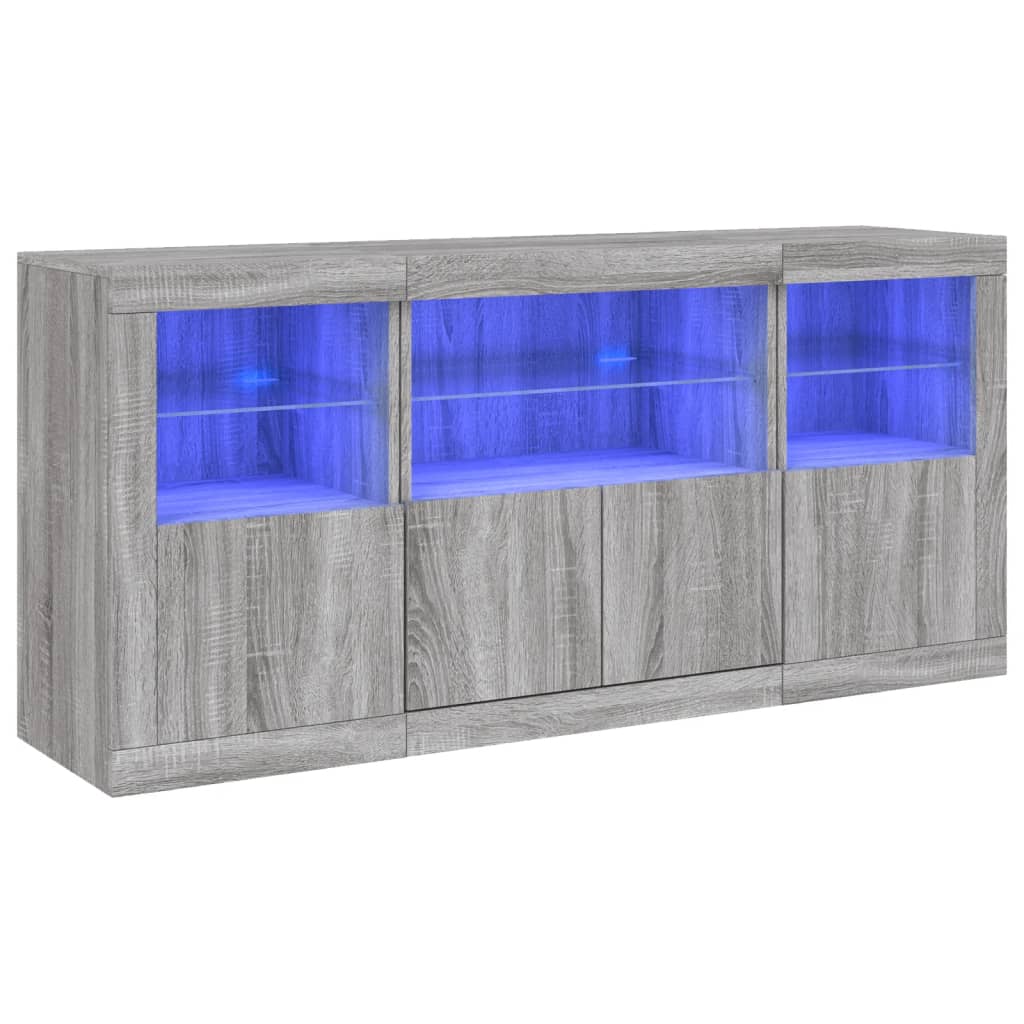 Credenza con Luci LED Grigio Sonoma 142,5x37x67 cm - homemem39