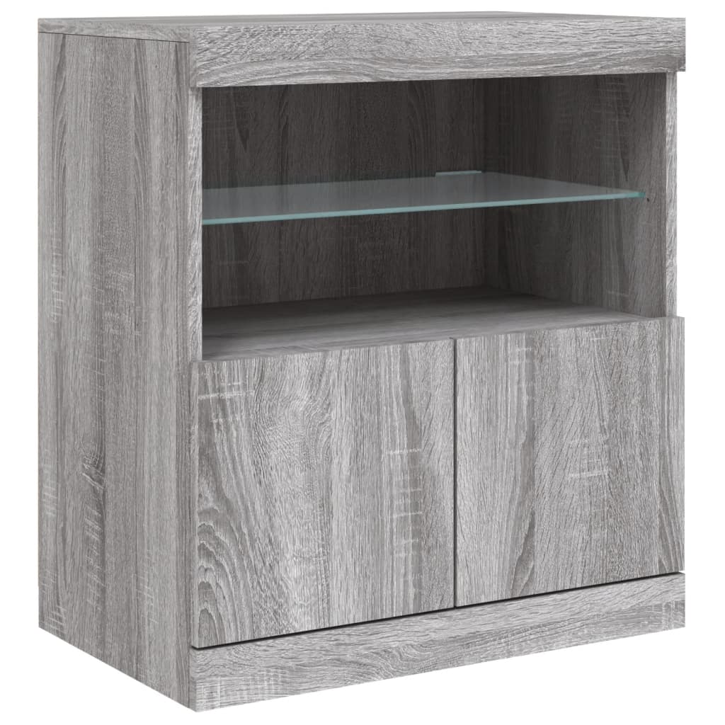 Credenza con Luci LED Grigio Sonoma 142,5x37x67 cm