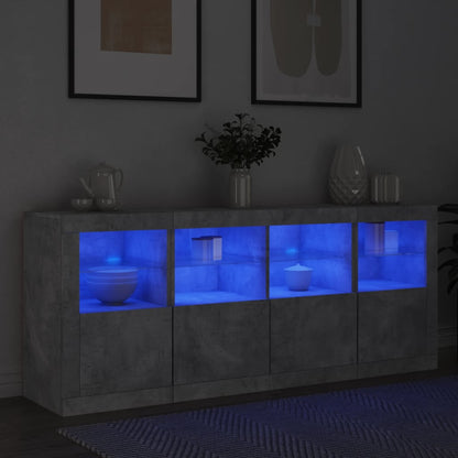 Credenza con Luci LED Grigio Cemento 163x37x67 cm - homemem39