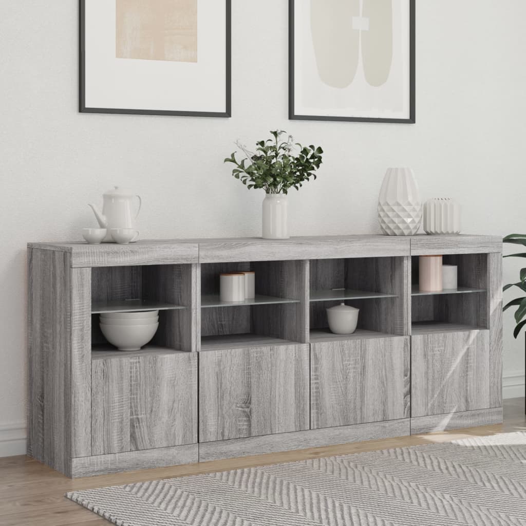 Credenza con Luci LED Grigio Sonoma 163x37x67 cm - homemem39