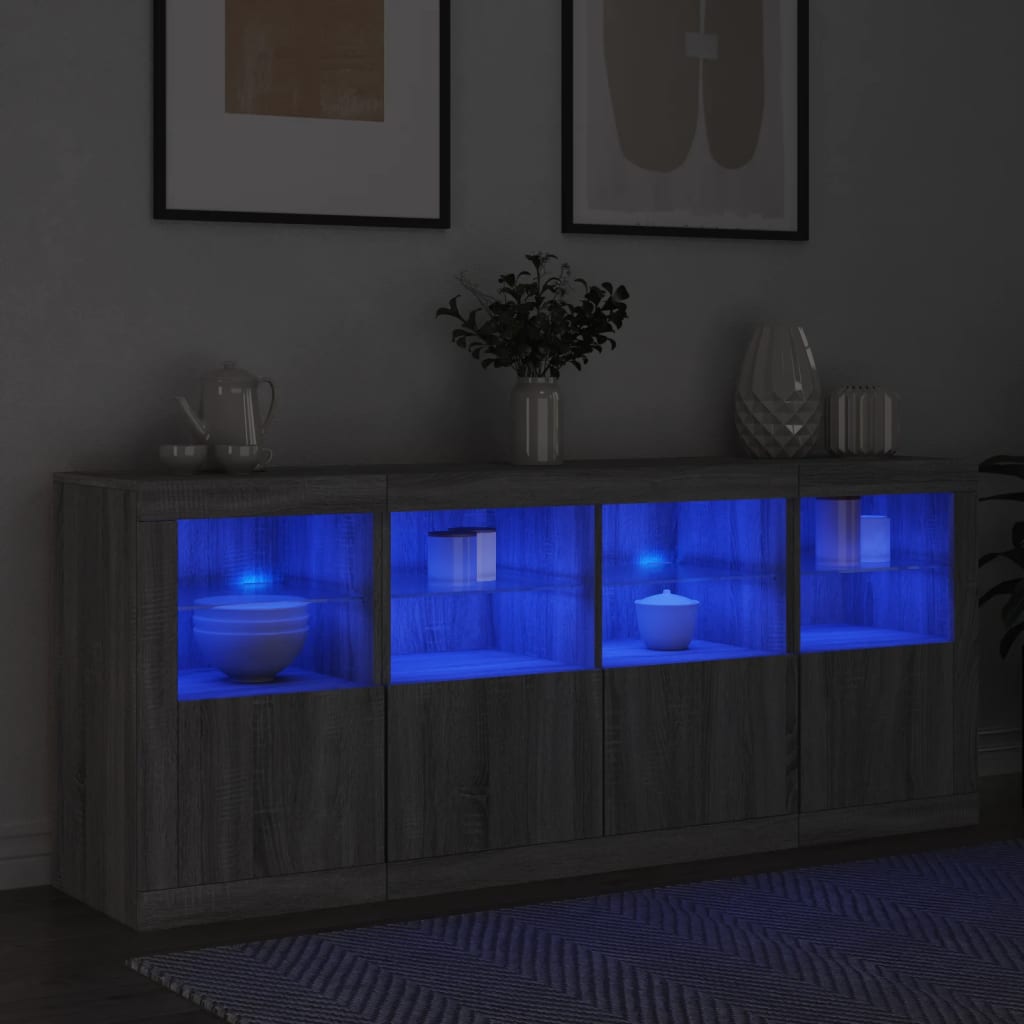 Credenza con Luci LED Grigio Sonoma 163x37x67 cm - homemem39