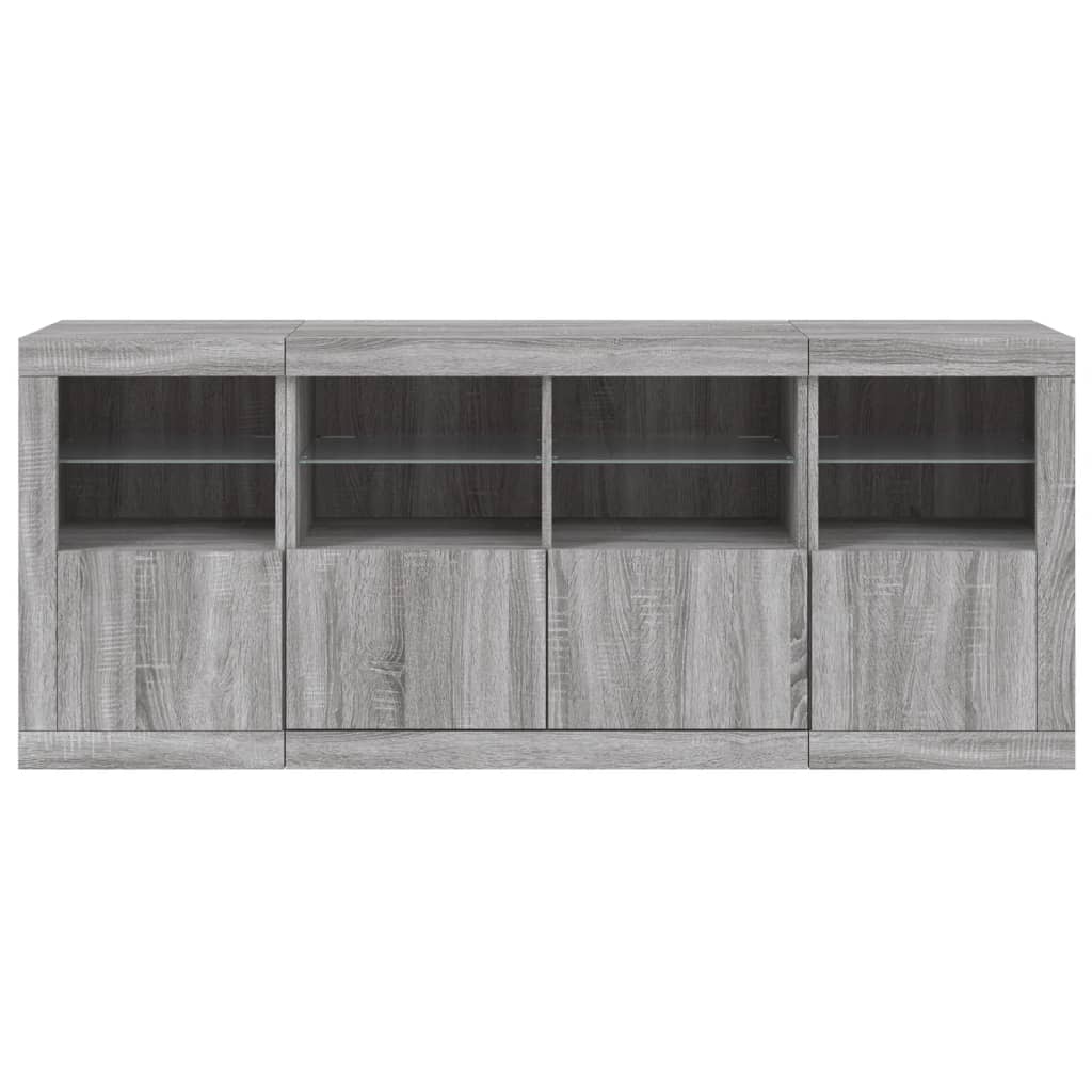 Credenza con Luci LED Grigio Sonoma 163x37x67 cm - homemem39