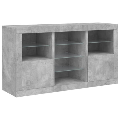 Credenza con Luci LED Grigio Cemento 123x37x67 cm - homemem39