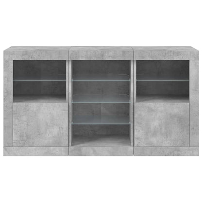 Credenza con Luci LED Grigio Cemento 123x37x67 cm