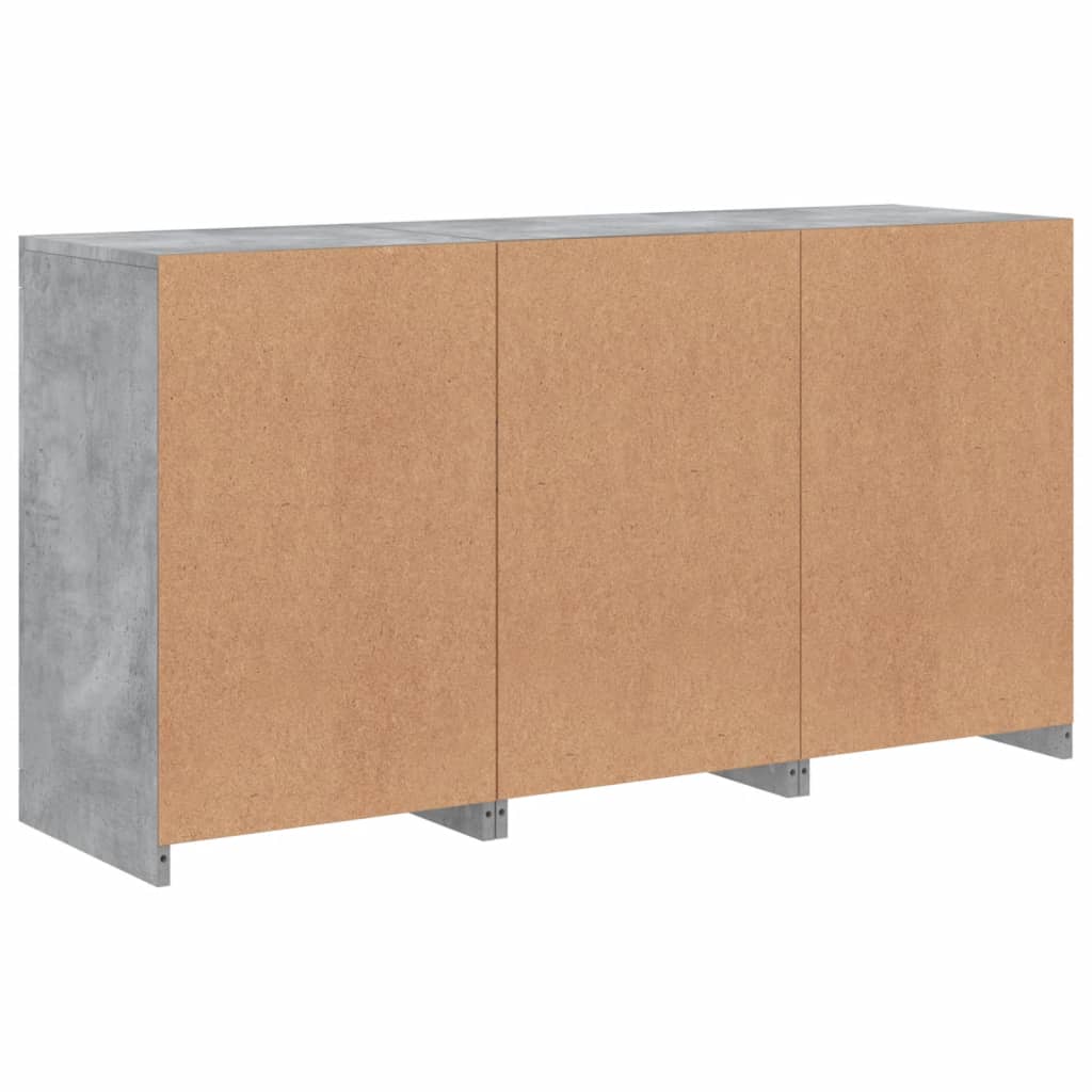 Credenza con Luci LED Grigio Cemento 123x37x67 cm