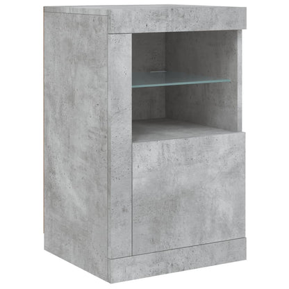 Credenza con Luci LED Grigio Cemento 123x37x67 cm