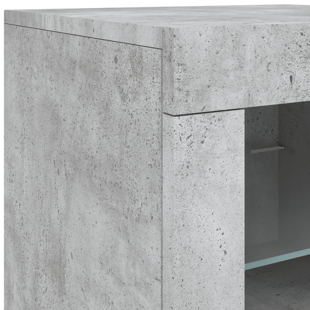 Credenza con Luci LED Grigio Cemento 123x37x67 cm