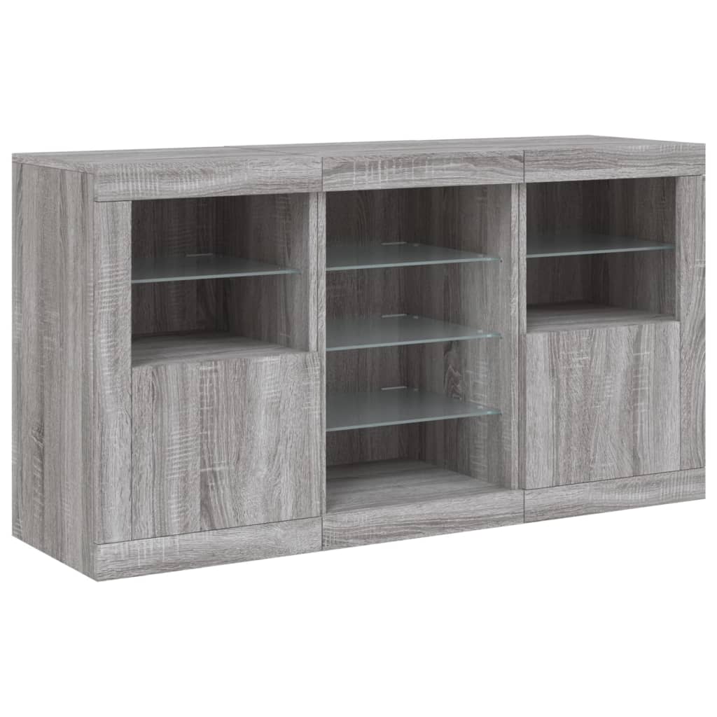 Credenza con Luci LED Grigio Sonoma 123x37x67 cm - homemem39