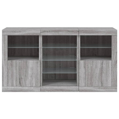 Credenza con Luci LED Grigio Sonoma 123x37x67 cm - homemem39