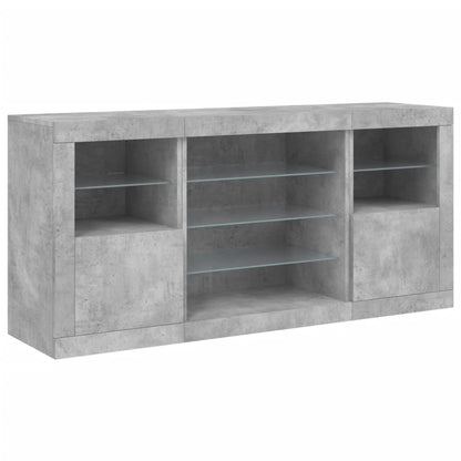 Credenza con Luci LED Grigio Cemento 142,5x37x67 cm - homemem39