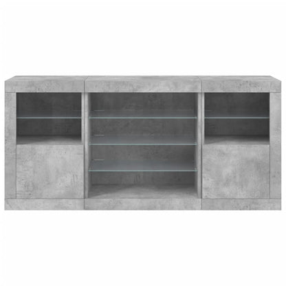 Credenza con Luci LED Grigio Cemento 142,5x37x67 cm - homemem39