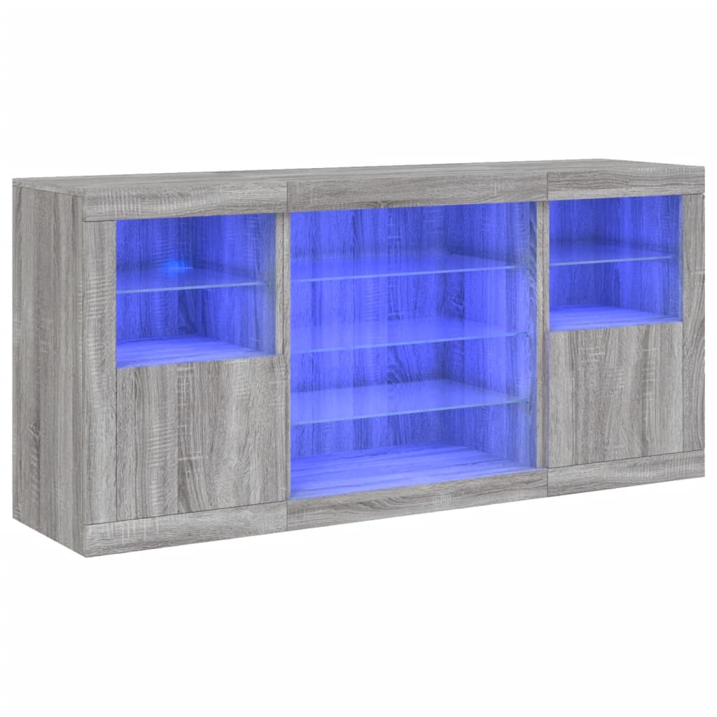 Credenza con Luci LED Grigio Sonoma 142,5x37x67 cm - homemem39