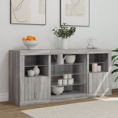 Credenza con Luci LED Grigio Sonoma 142,5x37x67 cm - homemem39