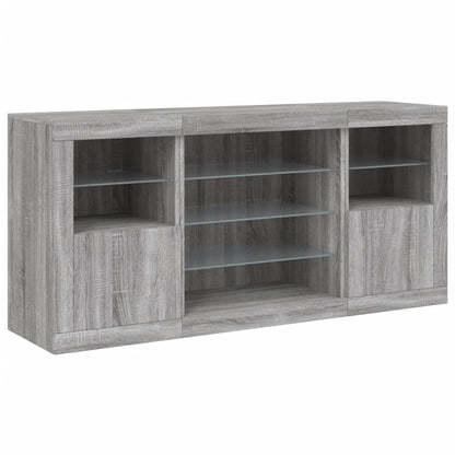 Credenza con Luci LED Grigio Sonoma 142,5x37x67 cm - homemem39