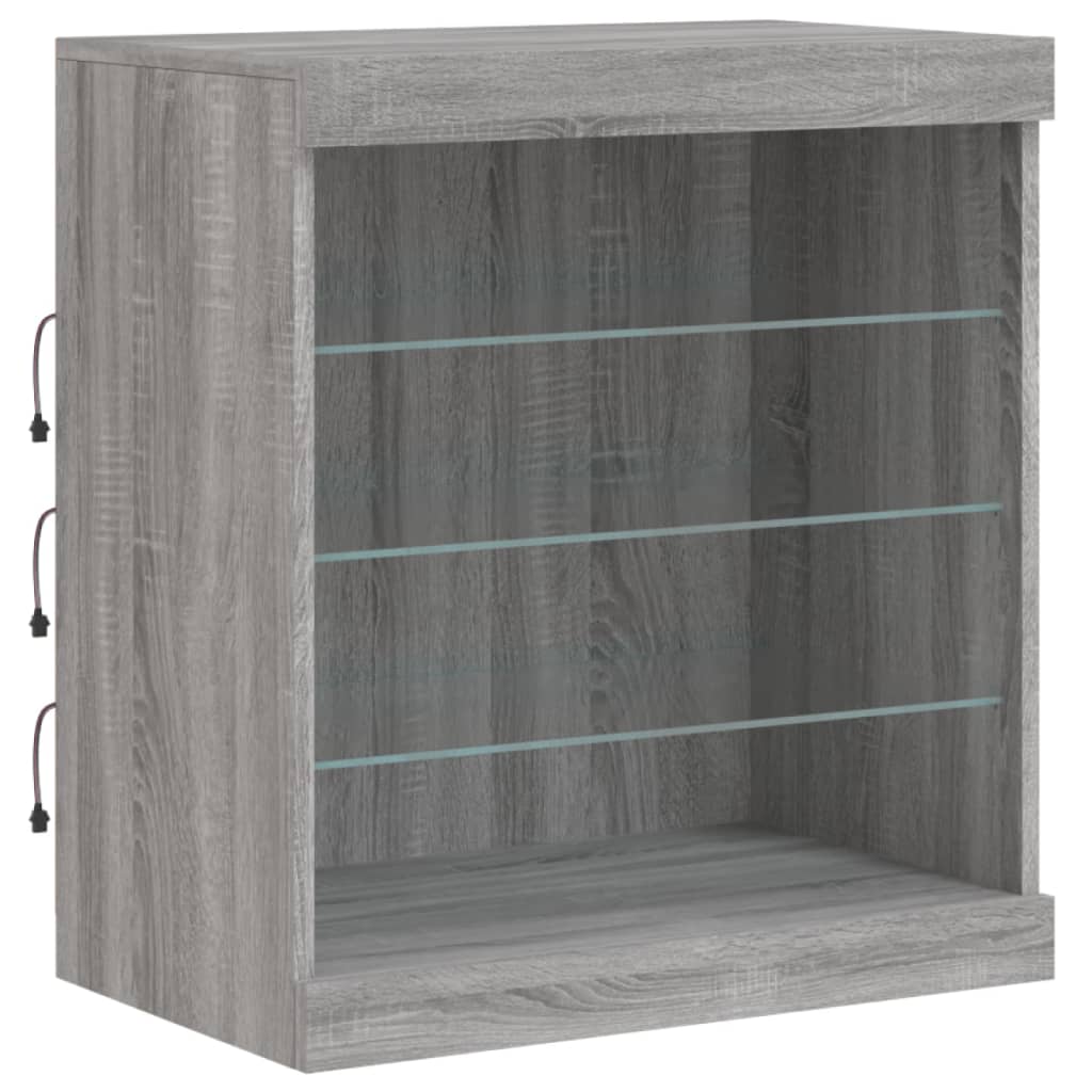 Credenza con Luci LED Grigio Sonoma 142,5x37x67 cm - homemem39