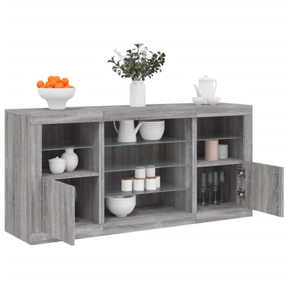 Credenza con Luci LED Grigio Sonoma 142,5x37x67 cm - homemem39